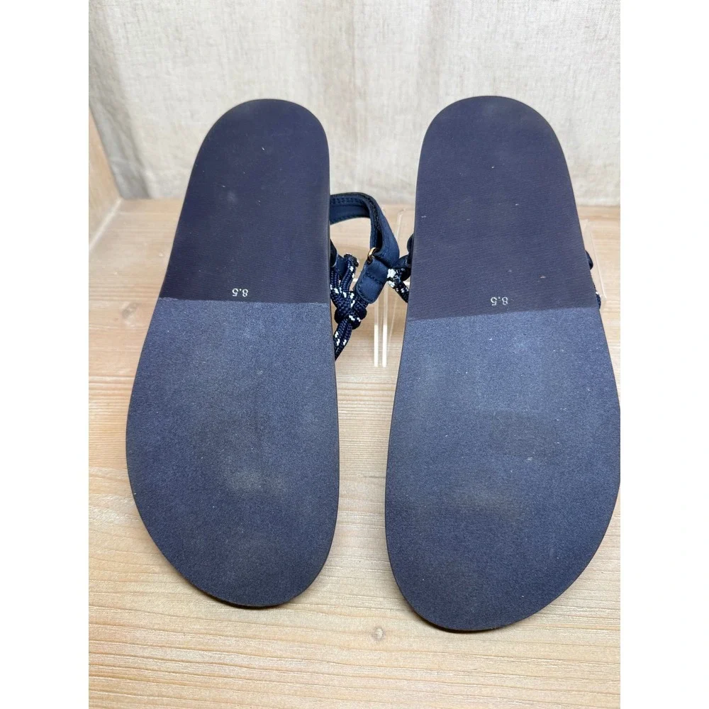 Jeffrey Campbell Size 8.5 Nautical Sandals Navy Blue Rope Strap Platform Thong